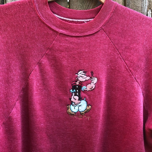 Vintage Embroidered Popeye Adult Small Crew Neck - Picture 2 of 7